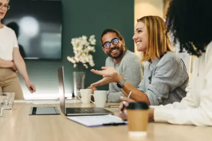 employees discussing psychosocial safety in the workplace