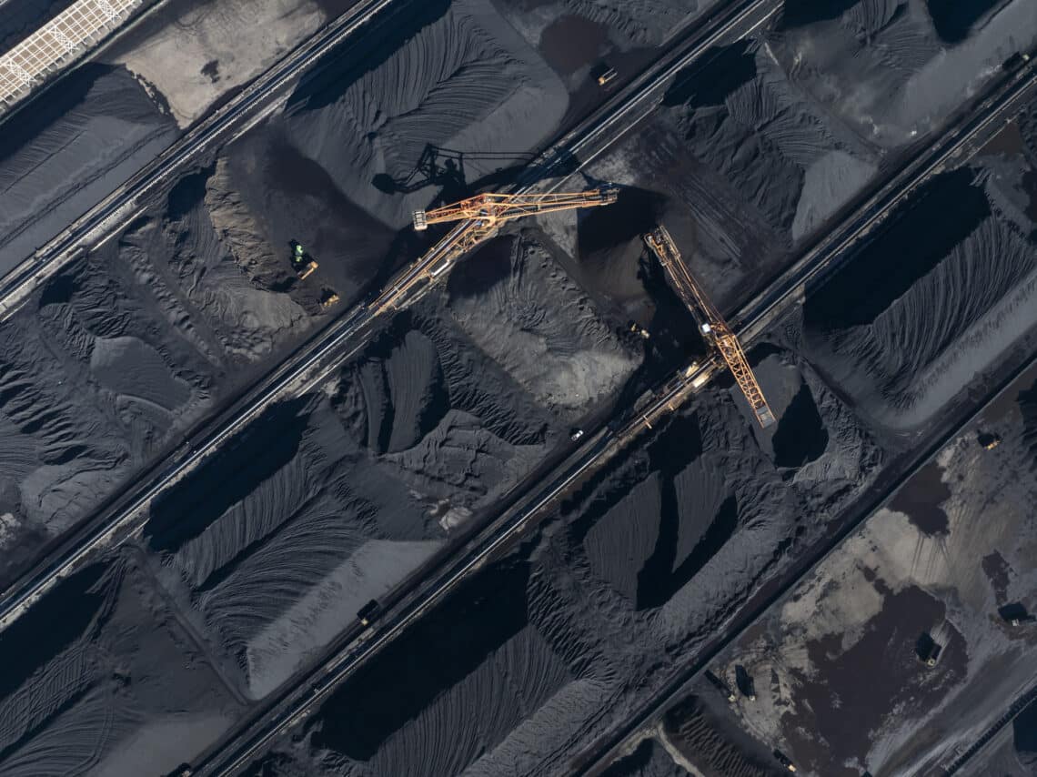 Aerial shot of a coal terminal