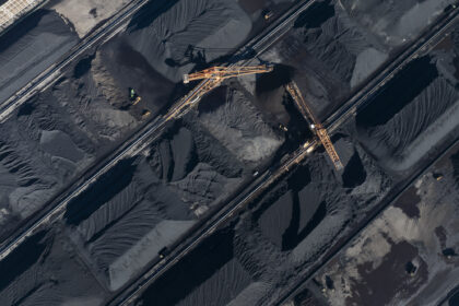 Aerial shot of a coal terminal